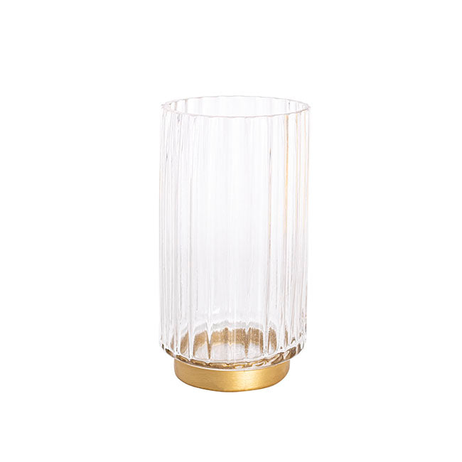 Clear Glass and ribbed vase with gold base | Haus of Bazar | Sydney