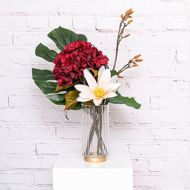 Clear Glass and ribbed vase with gold base | Haus of Bazar | Sydney