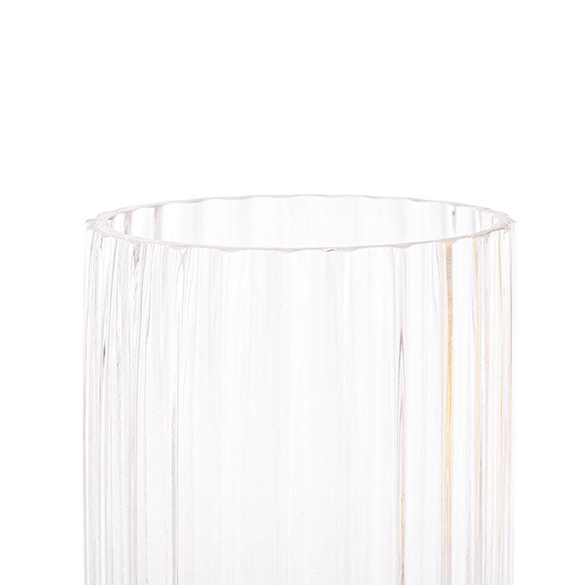 Clear Glass and ribbed vase with gold base | Haus of Bazar | Sydney