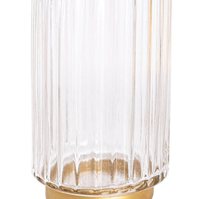 Clear Glass and ribbed vase with gold base | Haus of Bazar | Sydney