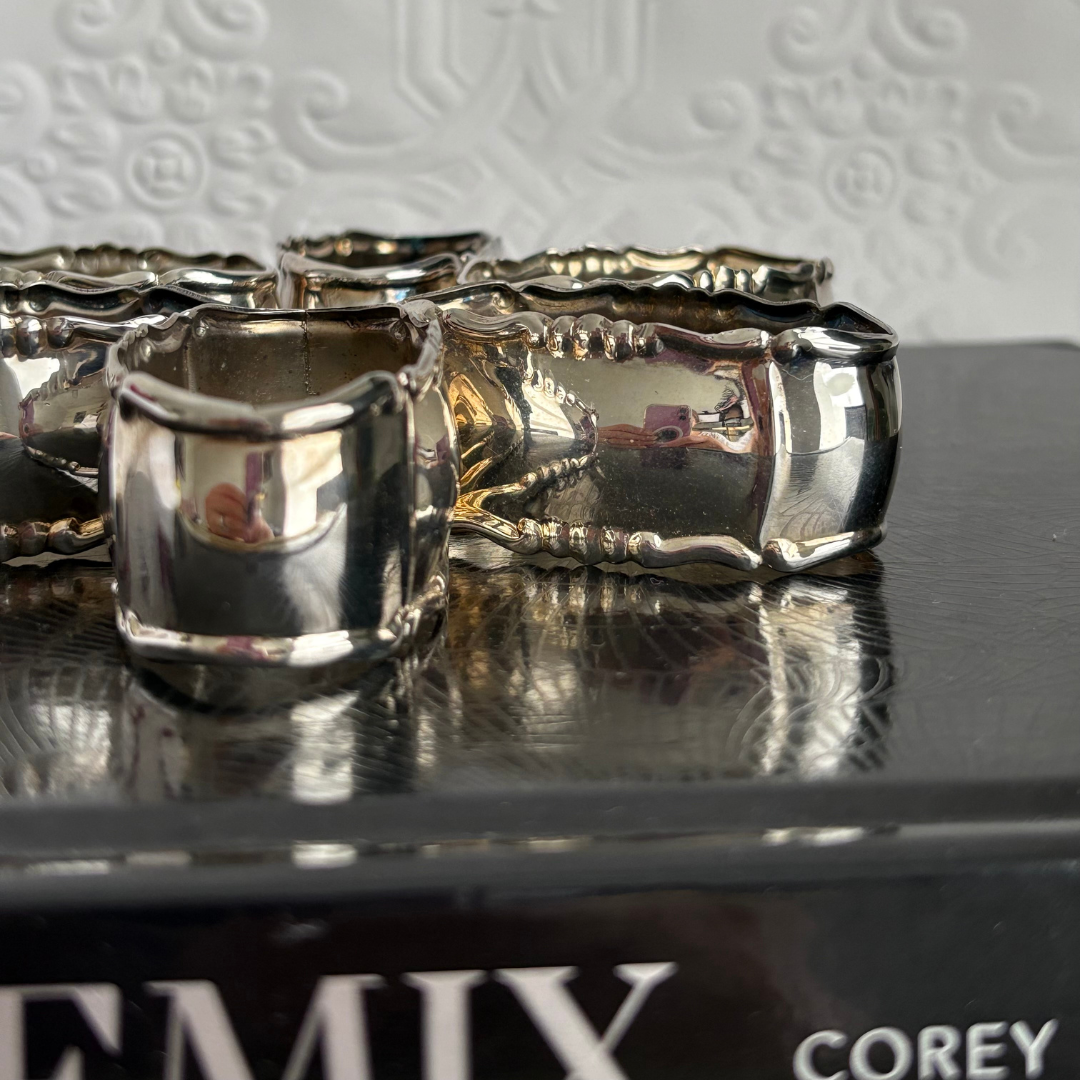 vintage Silver Strachan Napkin rings - set of 6 | Haus of Bazar | Sydney Australia