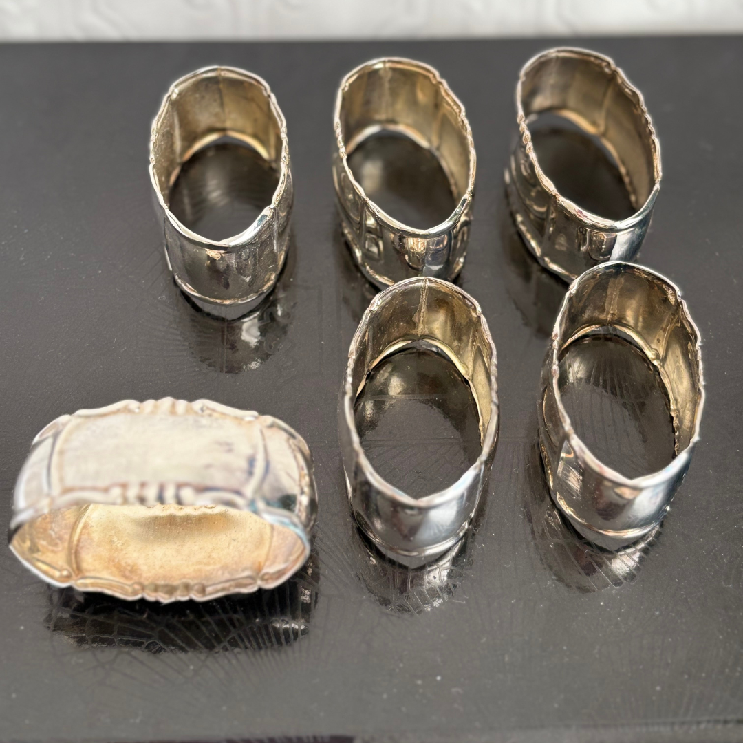 vintage Silver Strachan Napkin rings - set of 6 | Haus of Bazar | Sydney Australia