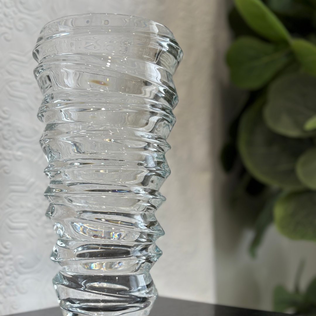 Abstract Vintage Tall Crystal Vase "Slice" By Nachtmann, Fine Bavarian Crystal | Haus of Bazar | Sydney