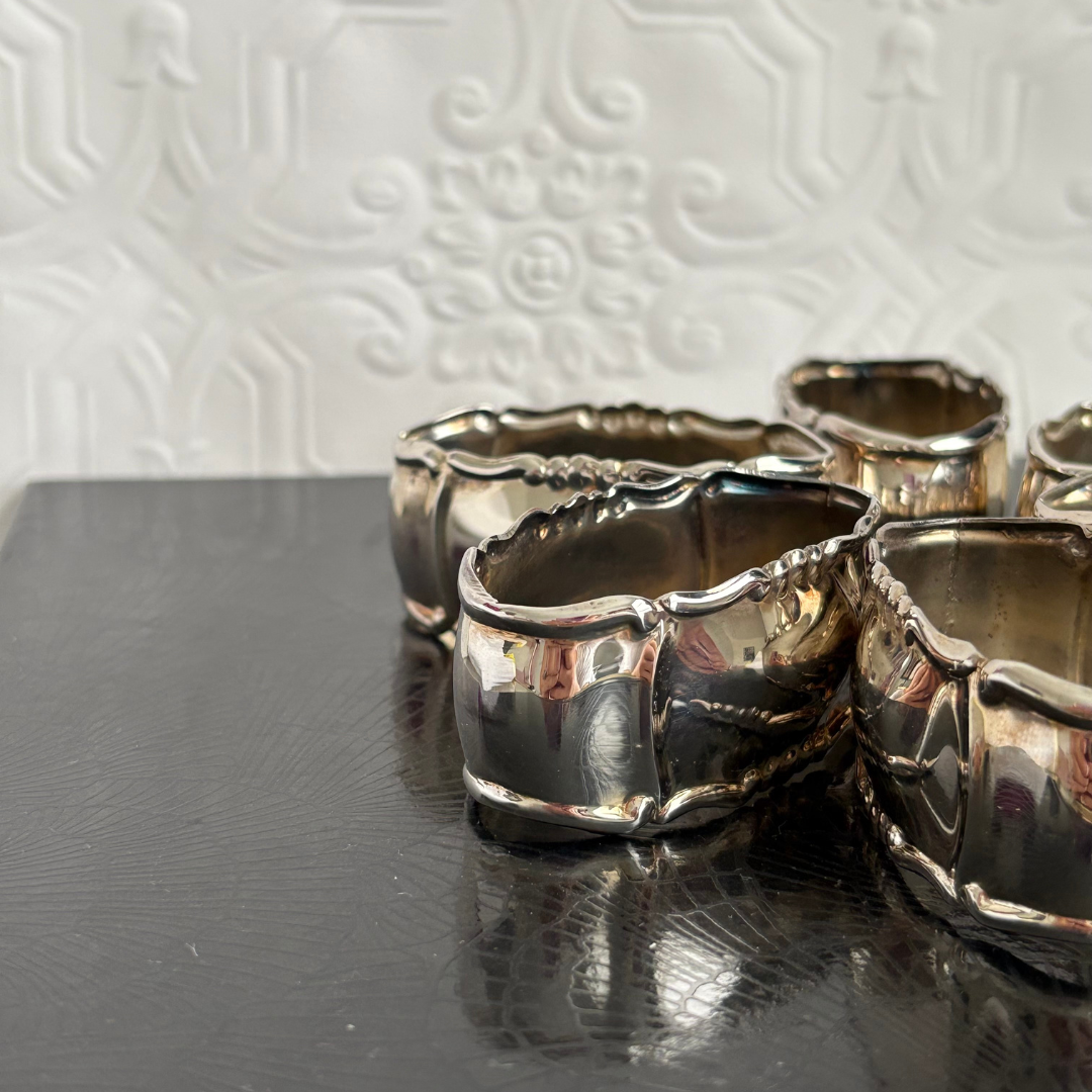 vintage Silver Strachan Napkin rings - set of 6 | Haus of Bazar | Sydney Australia