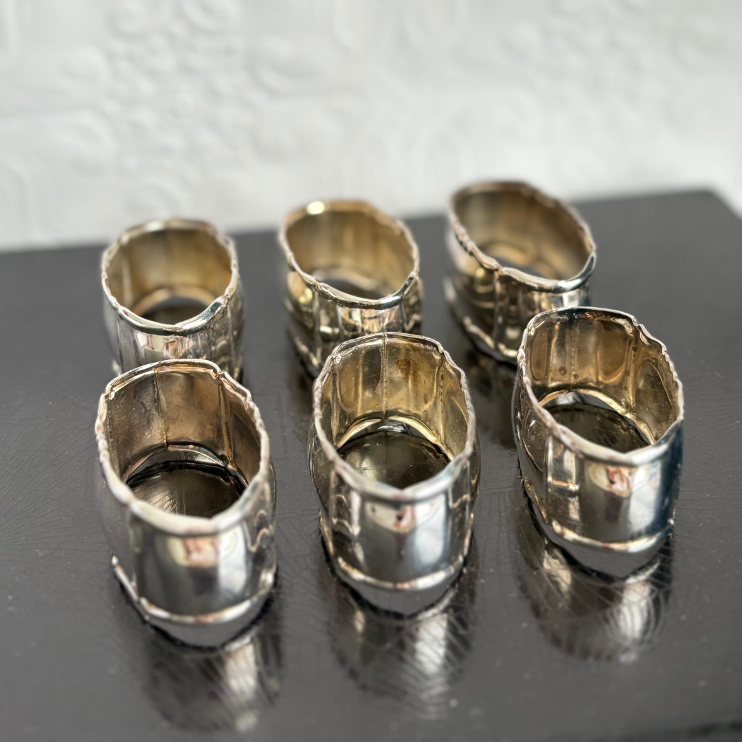 vintage Silver Strachan Napkin rings - set of 6 | Haus of Bazar | Sydney Australia