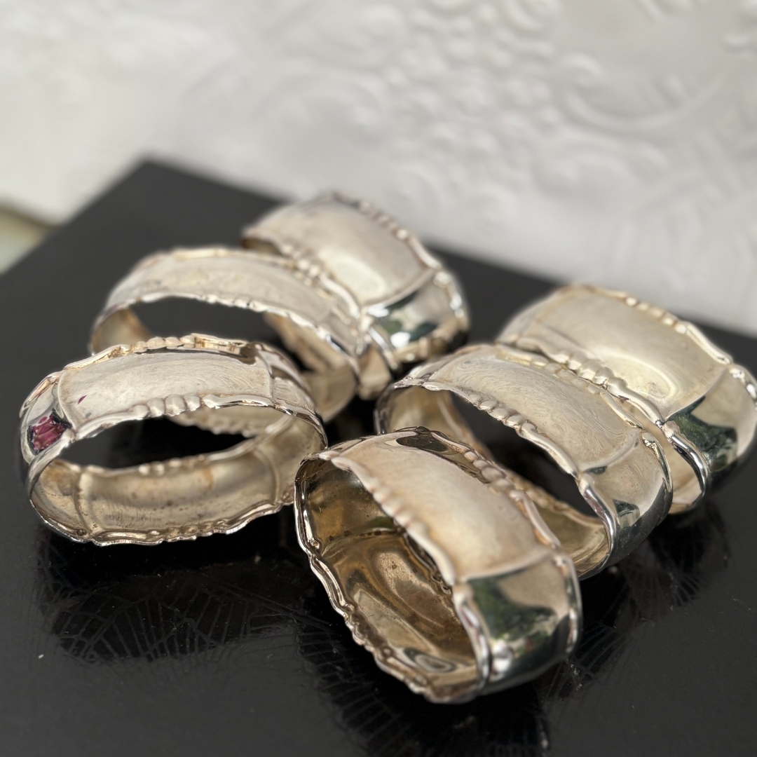 vintage Strachan Silver Napkin rings - set of 6
