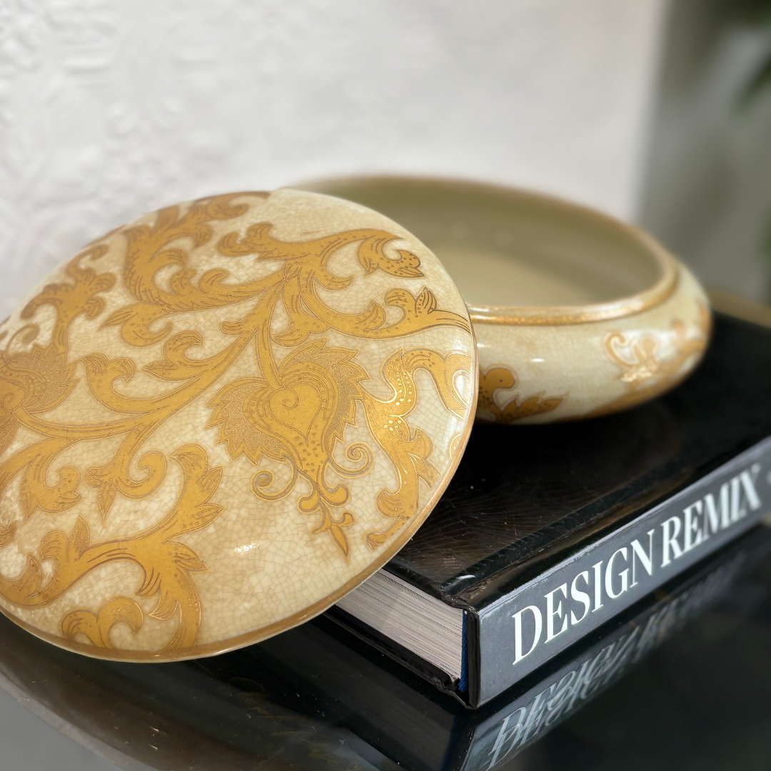 Vintage Gold ceramic trinket box | Jewellery box | Haus of Bazar | Sydney