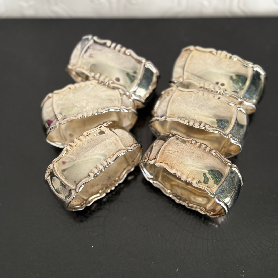 vintage Silver Strachan Napkin rings - set of 6 | Haus of Bazar | Sydney Australia
