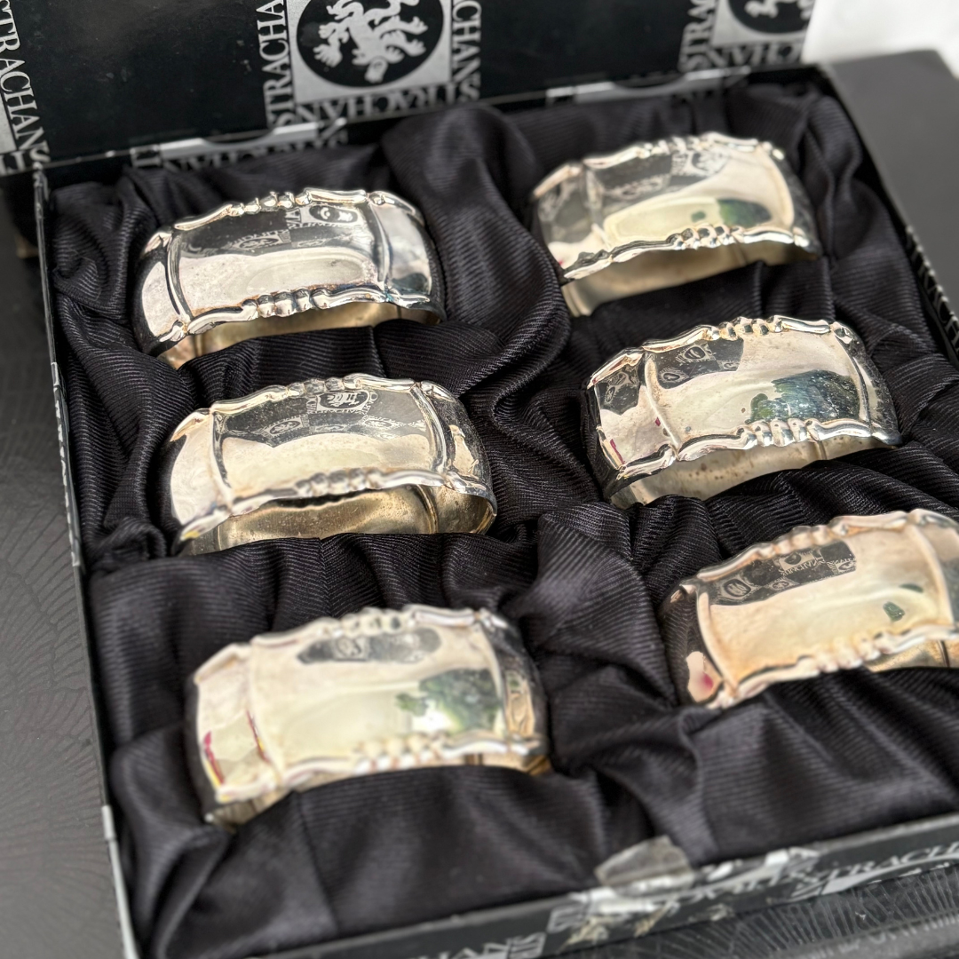 vintage Silver Strachan Napkin rings - set of 6 | Haus of Bazar | Sydney Australia