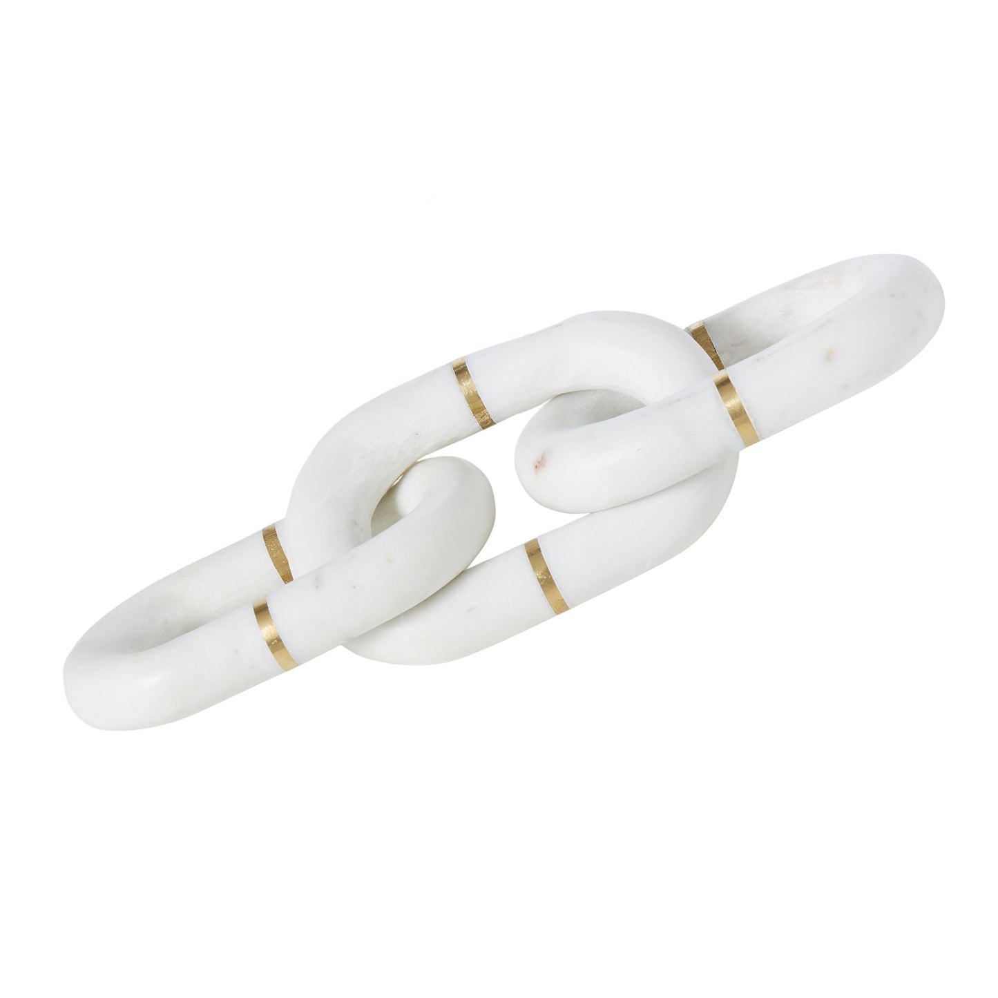 White marble linking chain sculpture with brass inlay| Haus of Bazar | Sydney