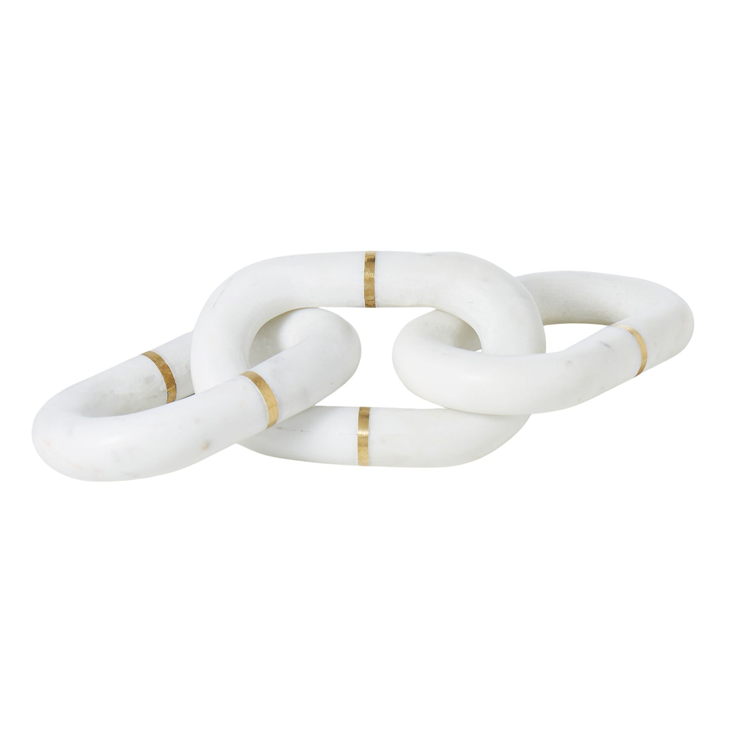 White marble linking chain sculpture with brass inlay| Haus of Bazar | Sydney