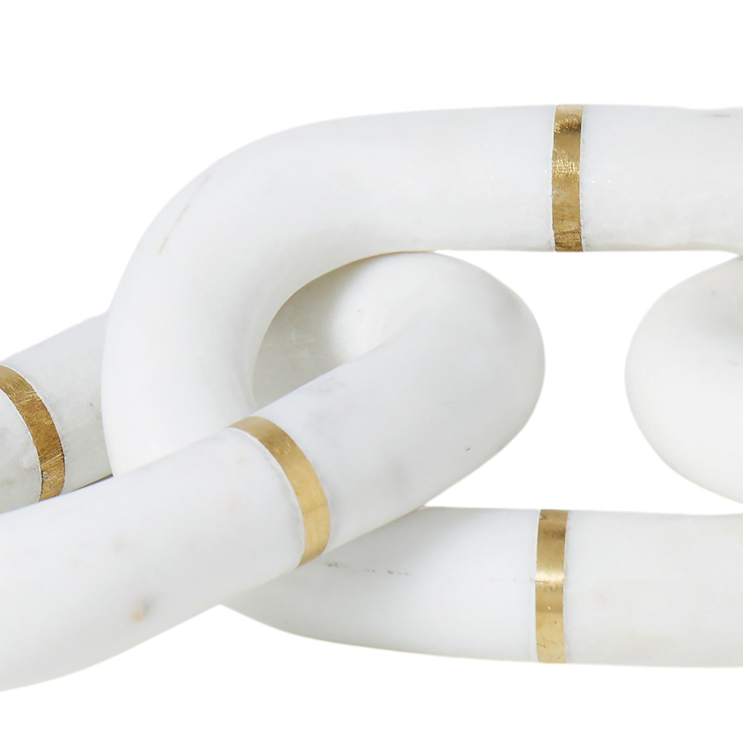 White marble linking chain sculpture with brass inlay| Haus of Bazar | Sydney