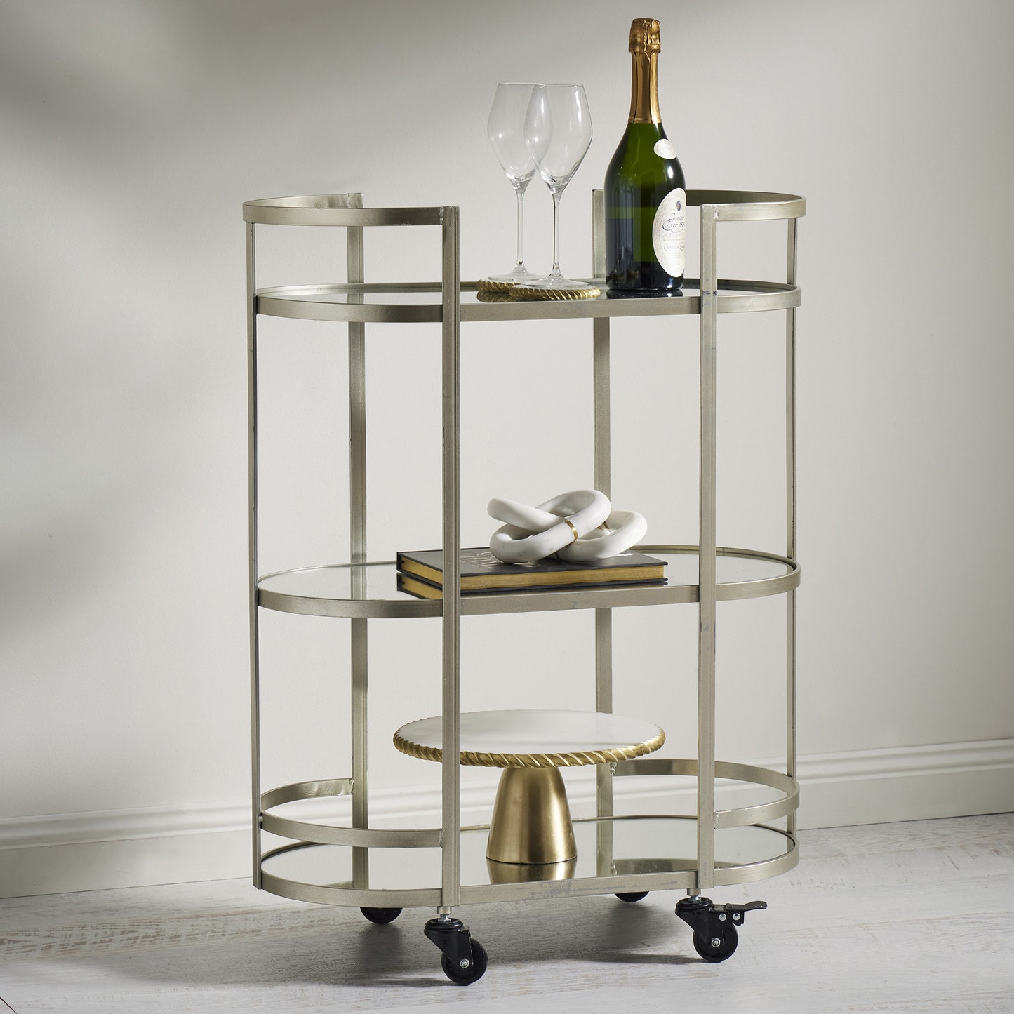 White marble linking chain sculpture with brass inlay| Haus of Bazar | Sydney
