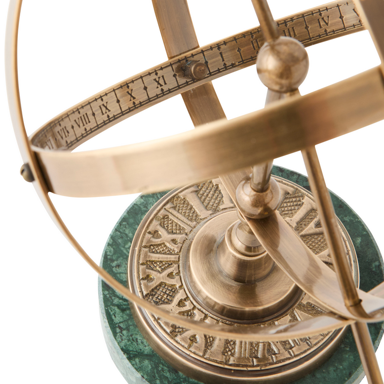 Sagittarius Armillary Green Marble & Brass Globe