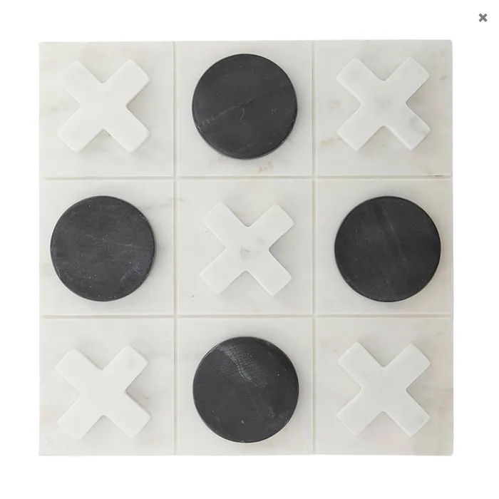 Tic Tac Toe Marble Game 30x30cm Wht/Blk | Haus of Bazar | Sydney