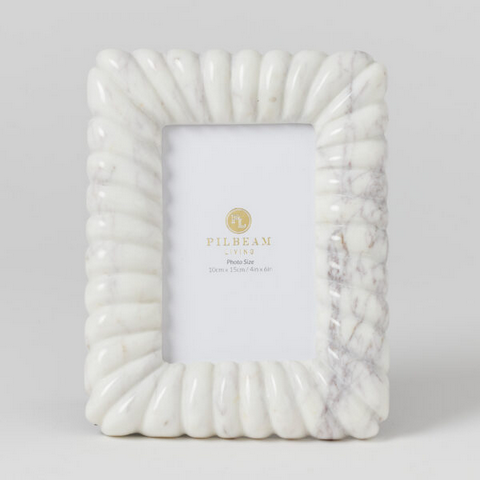 Tresser 4 x 6″ Photo Frame white marble Haus of Bazar Sydney