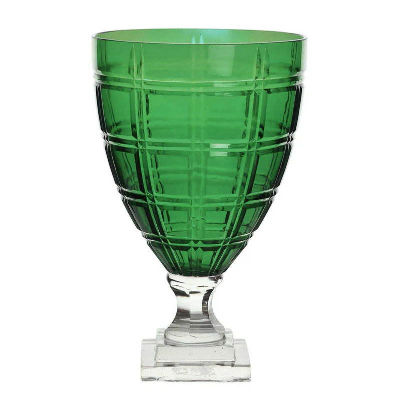 Green crystal cut glass vase and urn| Haus of Bazar | Sydney