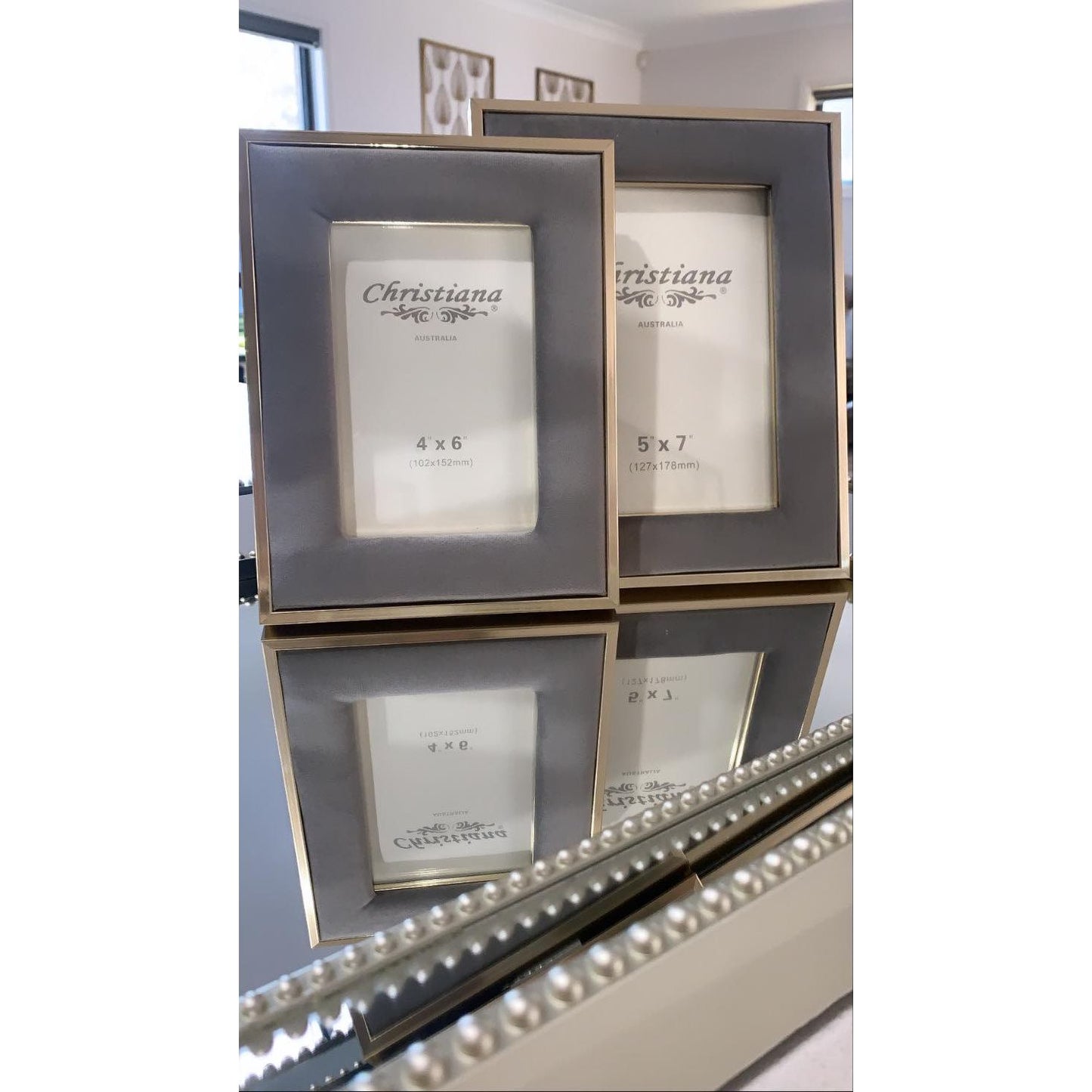 Gold And Velvet Grey Photo Frame | Grey And Gold Velvet Frame | Luxury Photo Frame | Haus Of Bazar | Sydney