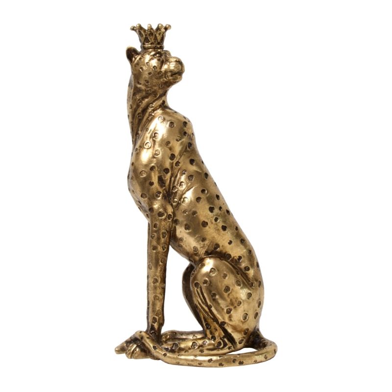 Gold Leopard Figurine With Crown | Haus of Bazar | Sydney