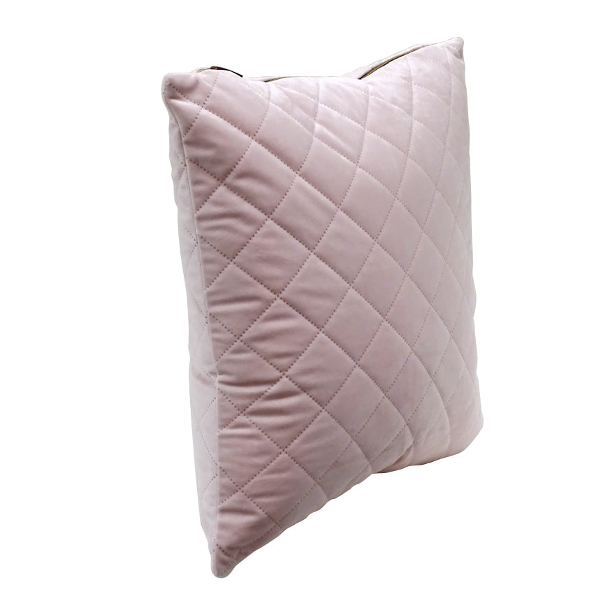 Trenton Cushion Dusty Pink | Dusty Pink Velvet Cushion | Velvet Cushion With Diamond Pattern | Trenton Cushion Side View | Haus Of Bazar | Sydney