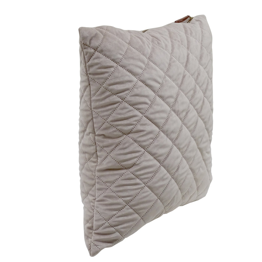 Trenton Cushion Taupe | Taupe Velvet Cushion | Velvet Cushion With Diamond Pattern | Trenton Cushion Side View | Haus Of Bazar | Sydney