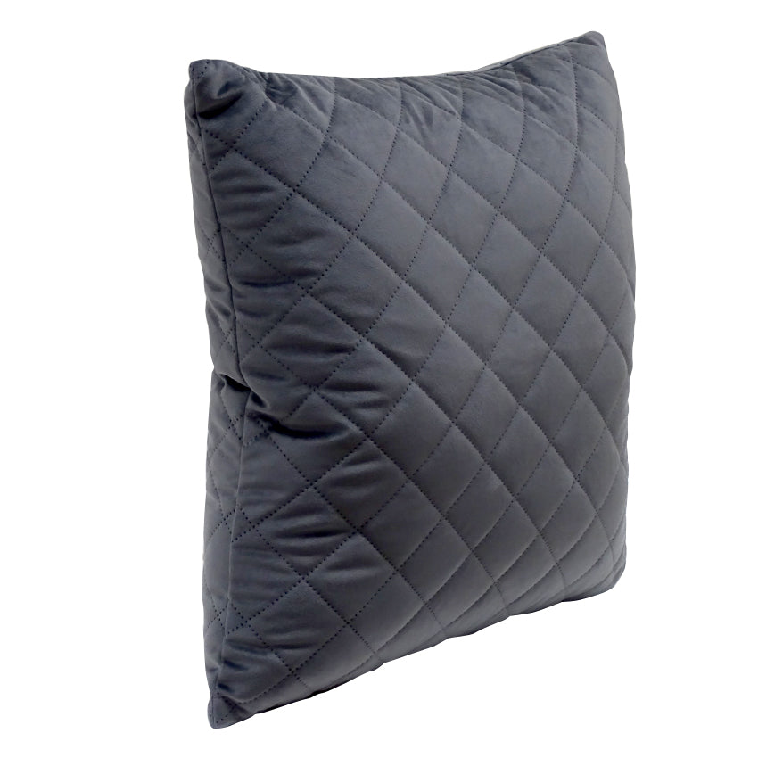 Trenton Cushion Charcoal | Charcoal Grey Velvet Cushion | Grey Cushion With Diamon Pattern Design | Trenton Cushion Charcoal Side View | Haus Of Bazar | Sydney