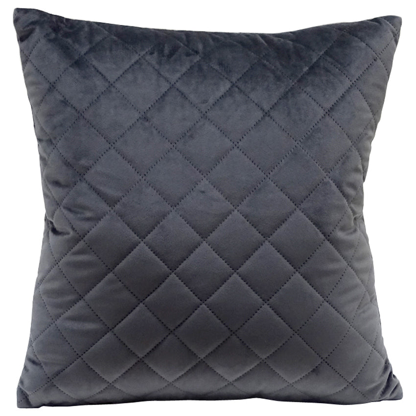 Trenton Cushion Charcoal | Charcoal Grey Velvet Cushion | Grey Cushion With Diamon Pattern Design | Haus Of Bazar | Sydney