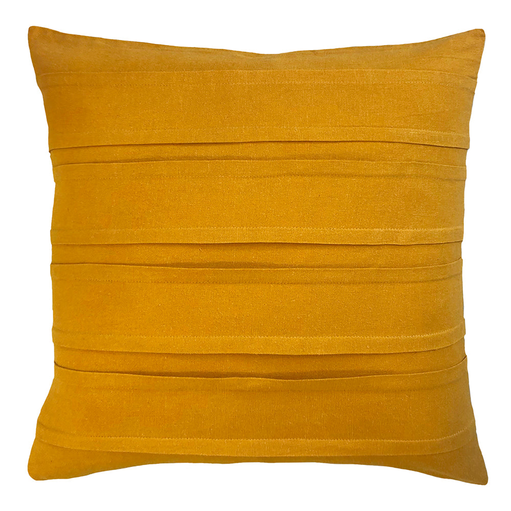 Zaab Homewares Montauk Feather Filled Cushion Ochre | Square Ochre Velvet Cushion | Velvet Cushion With Panelled Design | Ochre Velvet Cushion | Haus Of Bazar | Sydney