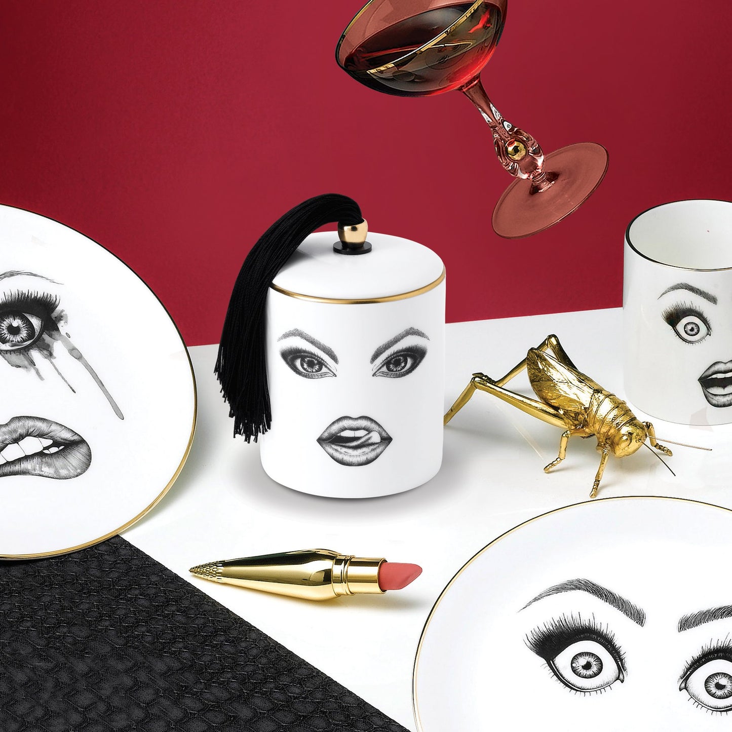 The Provocateur Scented Candle | White Fine China Scented Candle | White Fine China Candle With Gold Detail | White Fine China Candle With Womans Face | Haus Of Bazar | Sydney