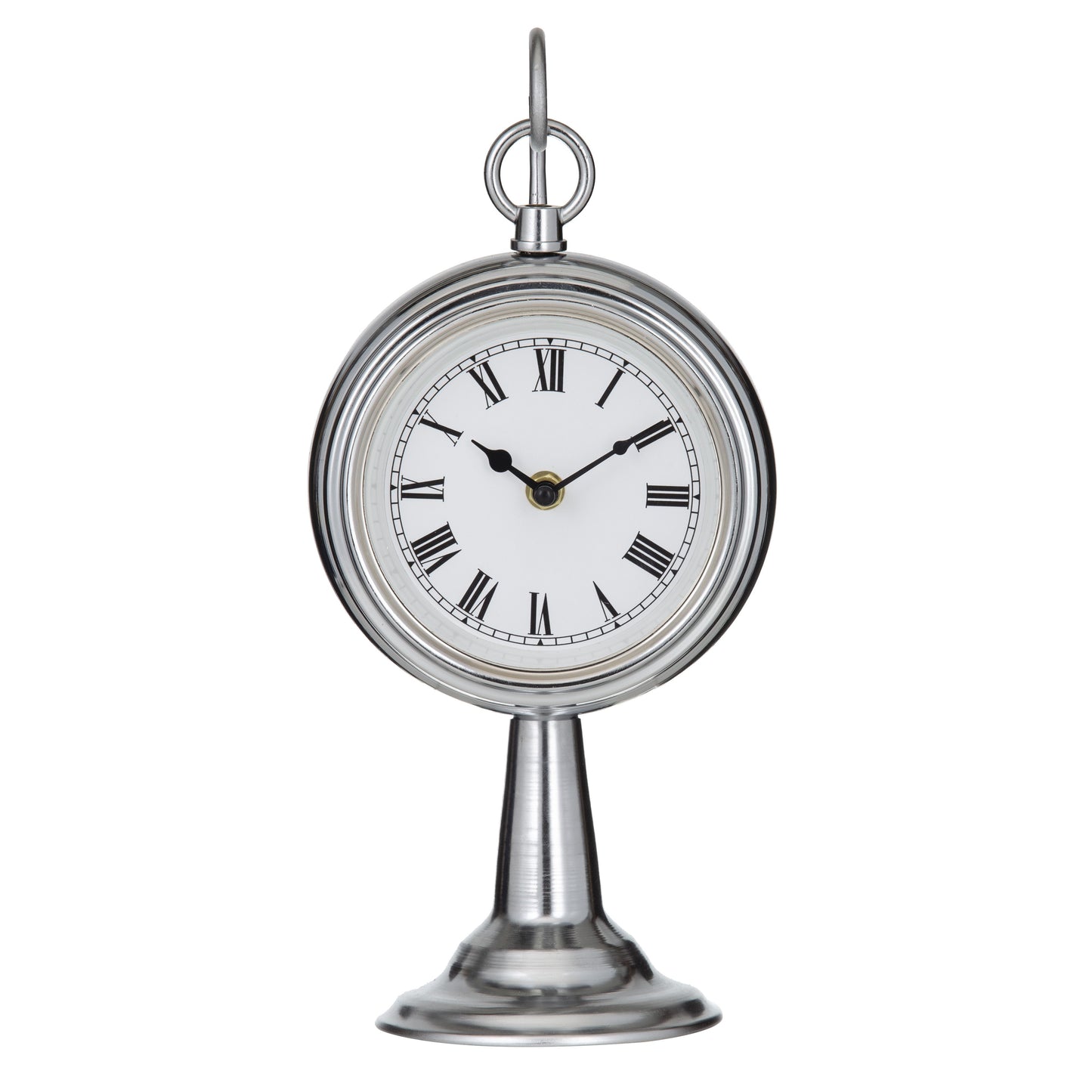 Society Home Verlow Mantel Clock Silver | Silver Clock With Roman Numerals | Haus Of Bazar | Sydney