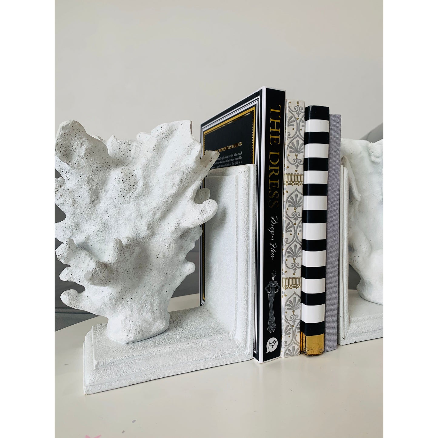 Society Home Coral Bookends Set/2 White | White Coral Bookends | Coral Bookends Styled With Books | Haus Of Bazar | Sydney