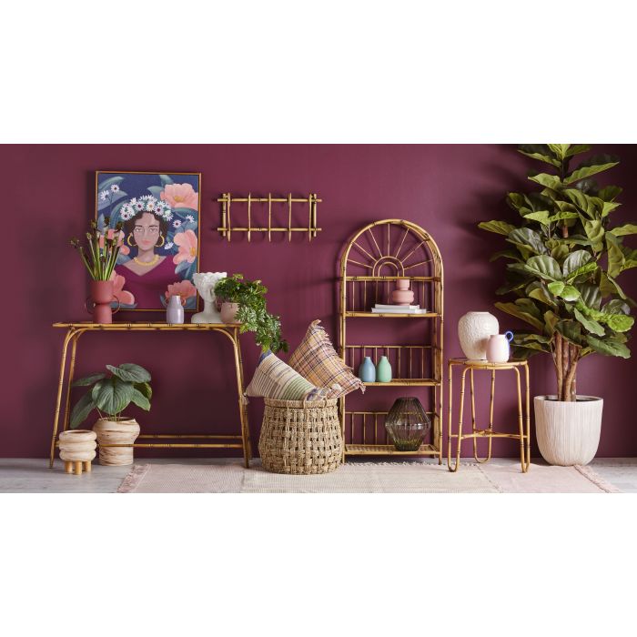 Amalfi Zaira Glass Ribbed Vase Sage Green | Sage Green Ribbed Glass Vase | Textured Green Glass Vase | Styled Console Table | Haus Of Bazar | Sydney