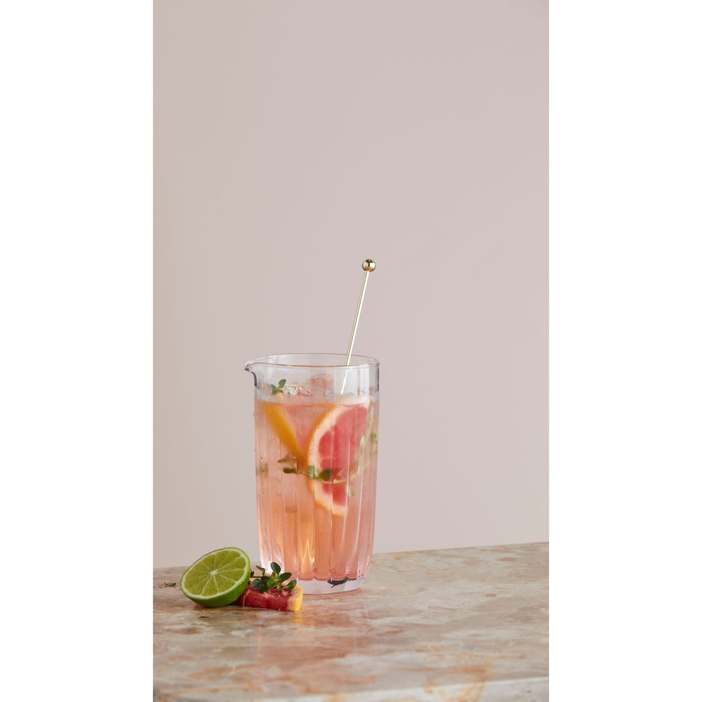 Taste Opaline Mixing Jug with Stirrer Pink/Gold | Pink Glass Jug With Gold Stirrer | Haus Of Bazar | Sydney