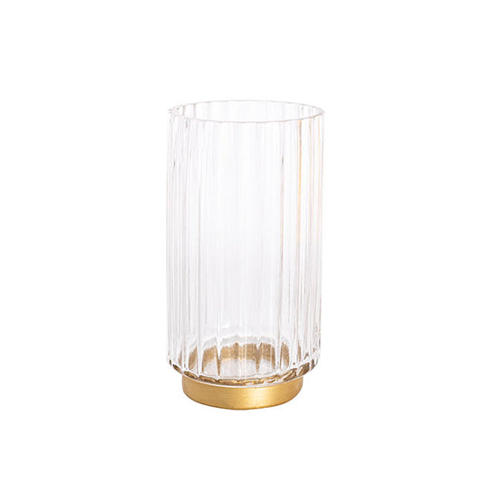 Clear Glass and ribbed vase with gold base | Haus of Bazar | Sydney 