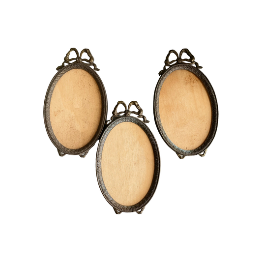 Set of 3 vintage Italian Brass frames wooden back with bows | Haus of Bazar vintage | sydney