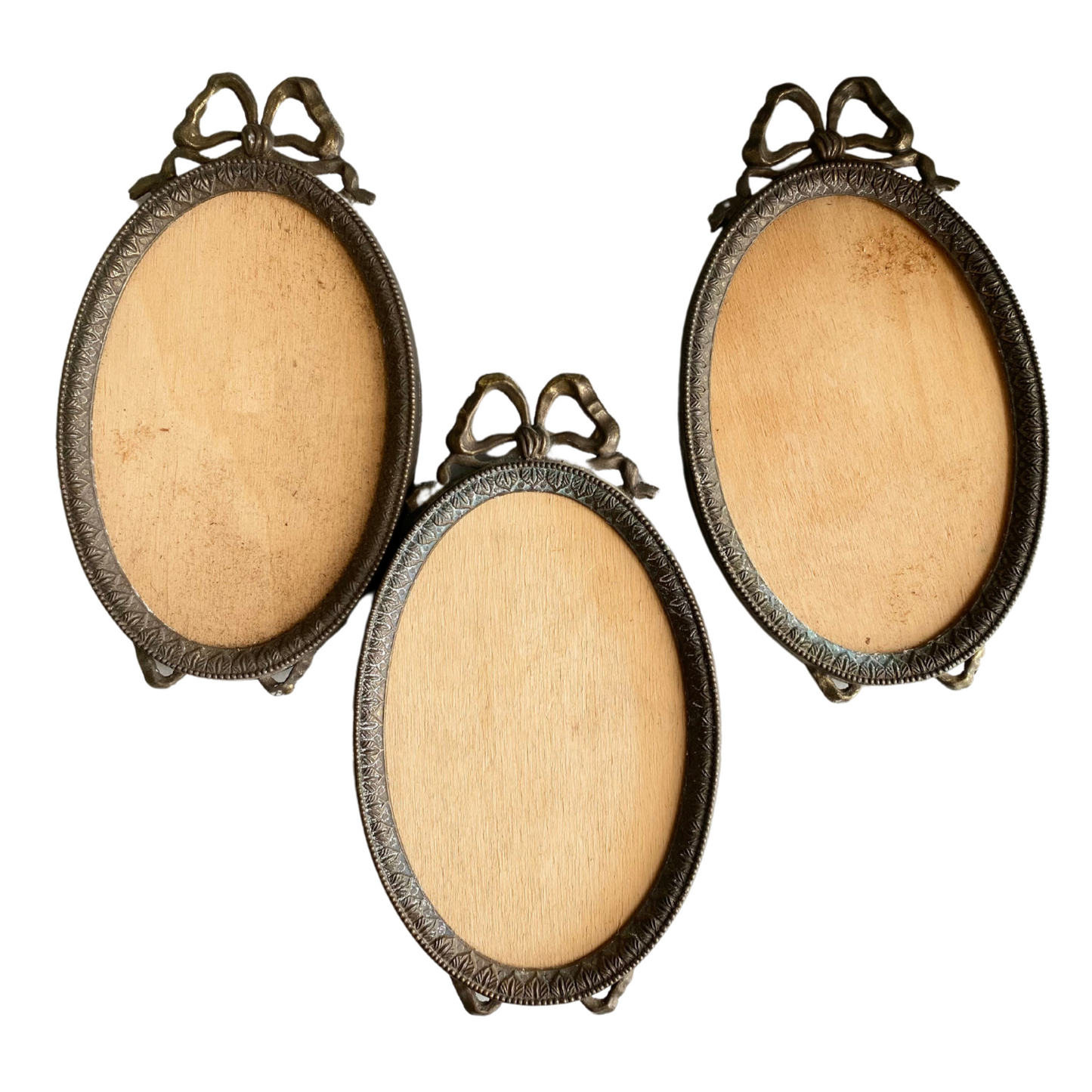 Set of 3 vintage Italian Brass frames wooden back with bows | Haus of Bazar vintage | sydney