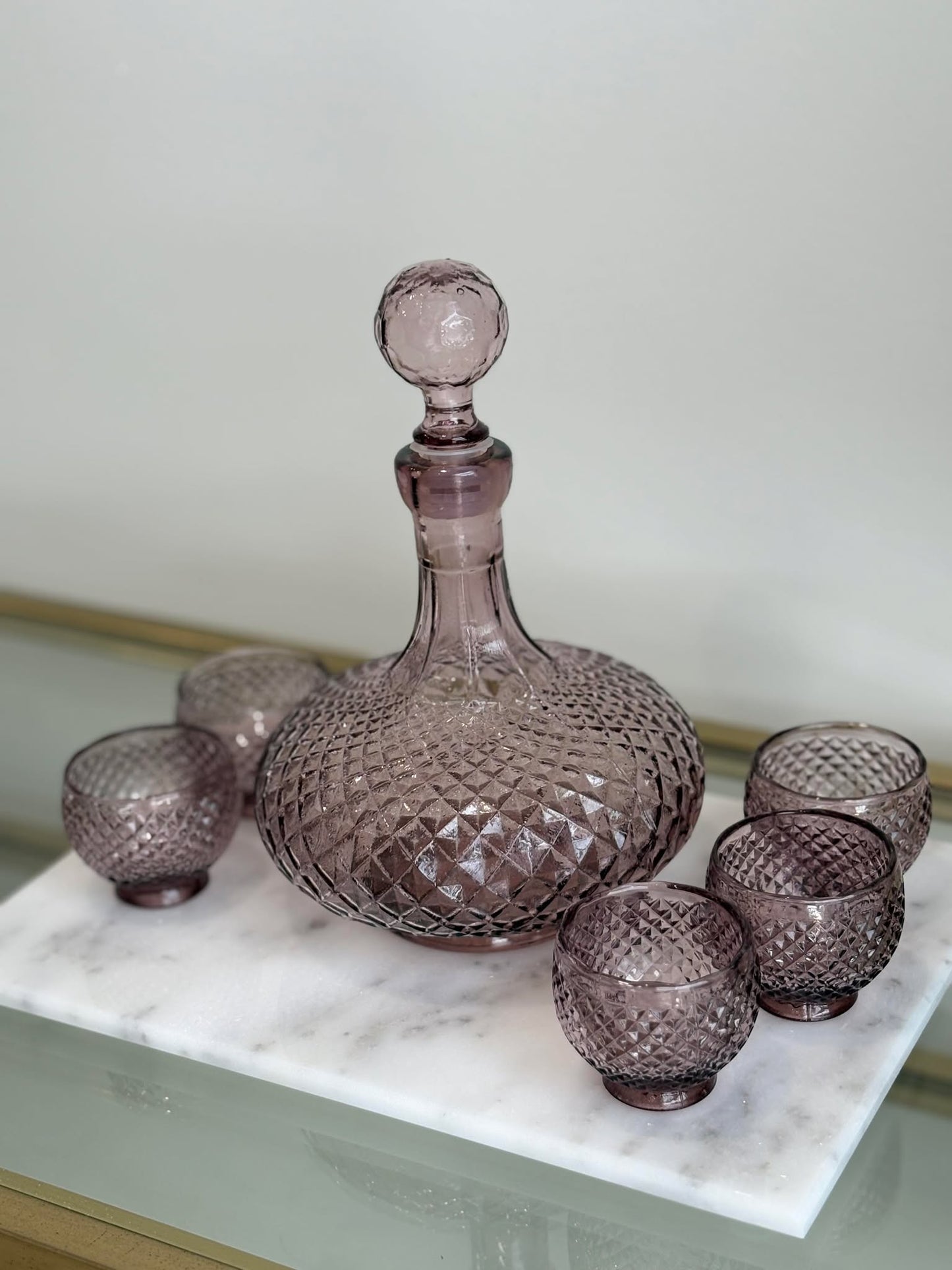 Amethyst genie bottle | decanter & glasses - Made in Italy |  Haus of Bazar | Sydney 