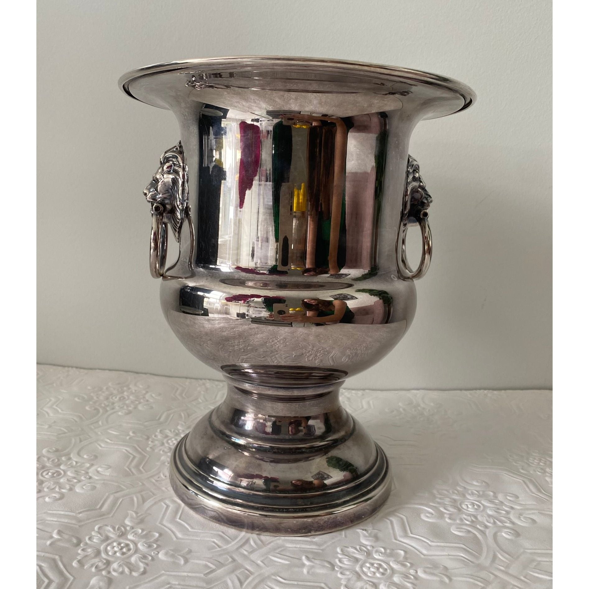 Vintage Lion Head Silver Champagne Bucket Wallace | Haus of Bazar | Sydney 