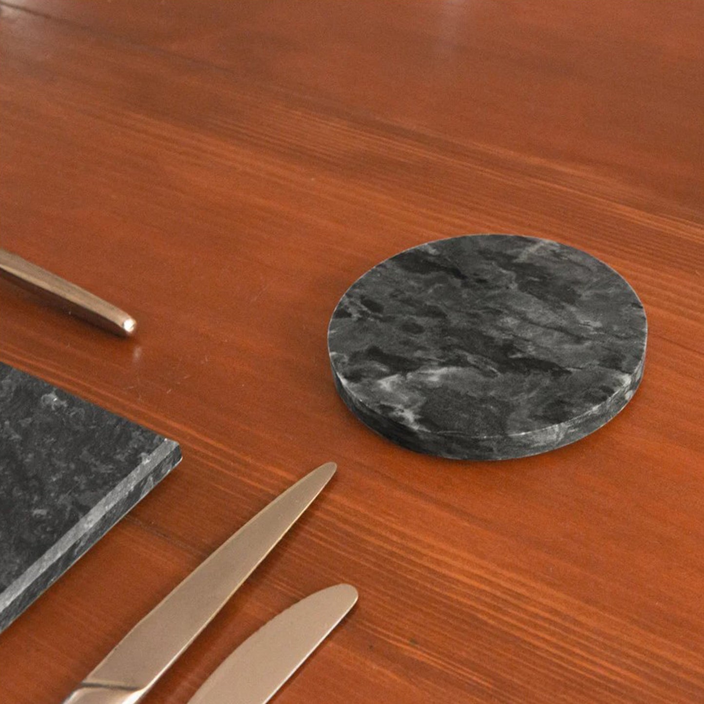 Round black marble coaster set | Haus of Bazar | Sydney