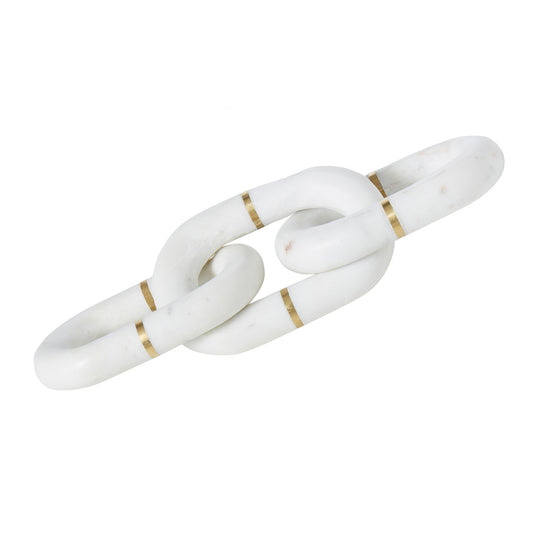 White marble linking chain sculpture with brass inlay| Haus of Bazar | Sydney 