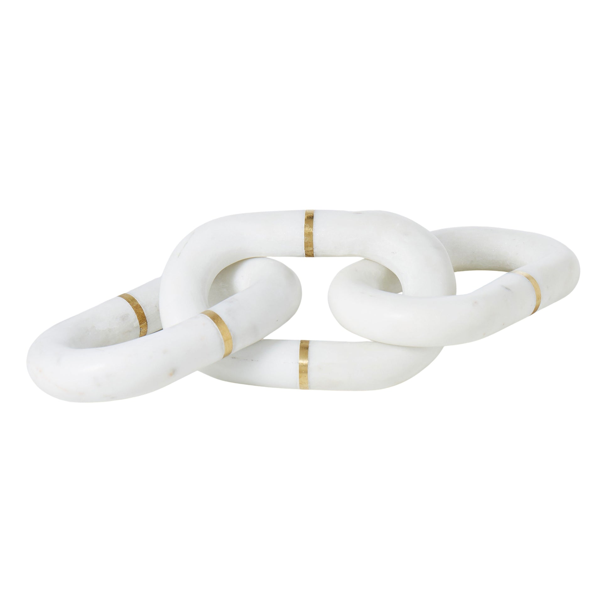 White marble linking chain sculpture with brass inlay| Haus of Bazar | Sydney 