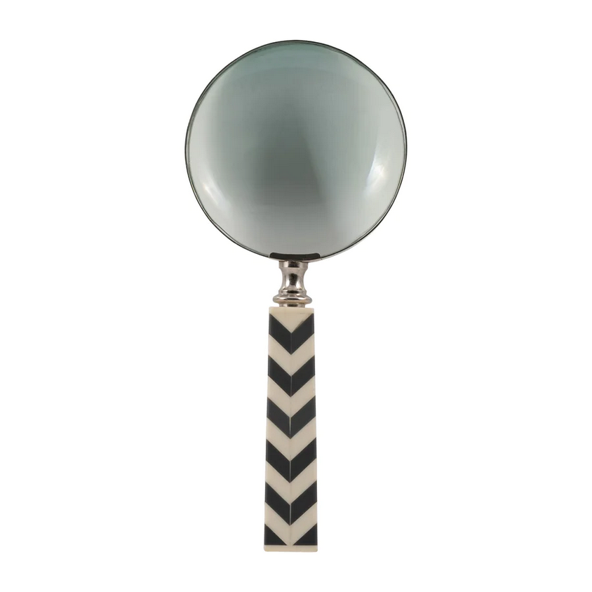 Black and white chevron stripe magnifying glass | Haus of Bazar Homewares | Sydney Australia