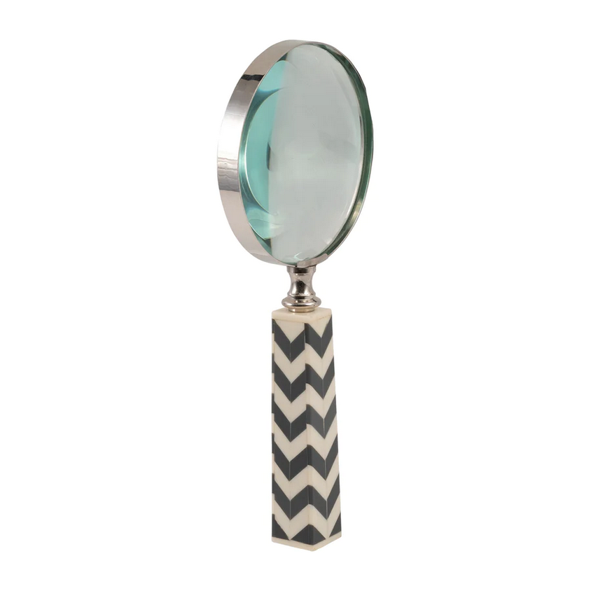 Black and white chevron stripe magnifying glass | Haus of Bazar Homewares | Sydney Australia