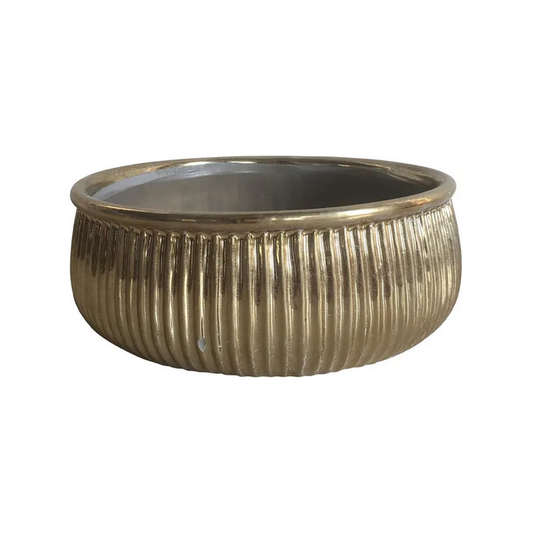 Abba Metallic gold ribbed vase | bowl | Haus of Bazar | Sydney