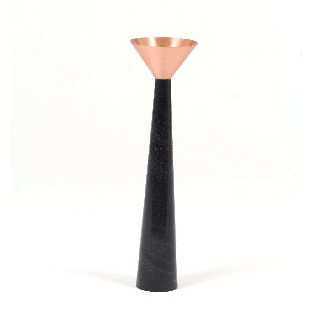 Handmade Marble And Copper Black Candlestand | Black Marble And Copper Candlestand | Haus Of Bazar | Sydney