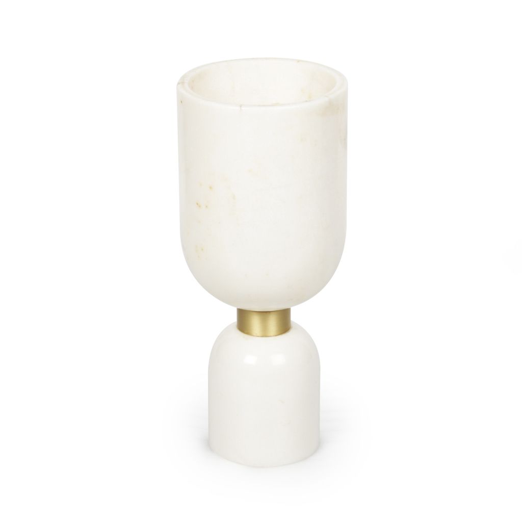 Handmade Brass And Marble Morbi Vase | White Marble And Brass Vase | Haus Of Bazar | Sydney