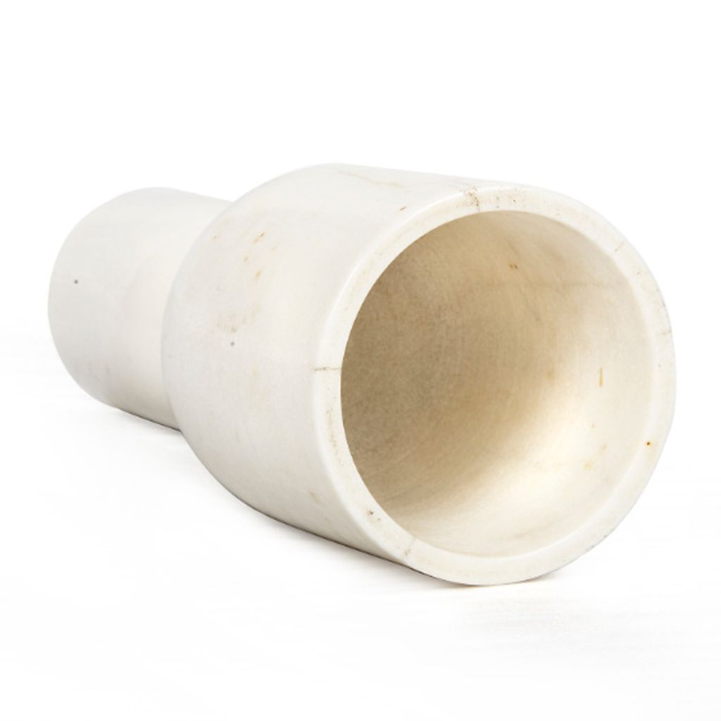 Handmade Brass And Marble Morbi Vase | White Marble And Brass Vase | White Marble Vase Laying Down | Haus Of Bazar | Sydney
