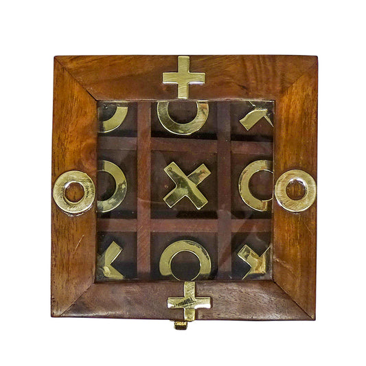 Jacky Tic Tac Toe Game | Wooden Tic Tac Toe In Wooden Box | Wooden And Brass Tic Tac Toe | Haus Of Bazar | Sydney