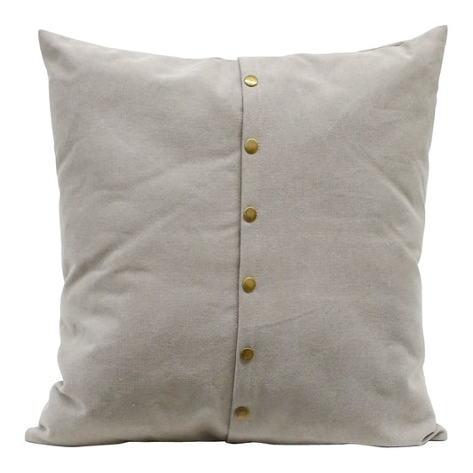 Franklin Cushion | Grey Cotton Cushion With Brass Buttons | Grey Cushion | Haus Of Bazar | Sydney