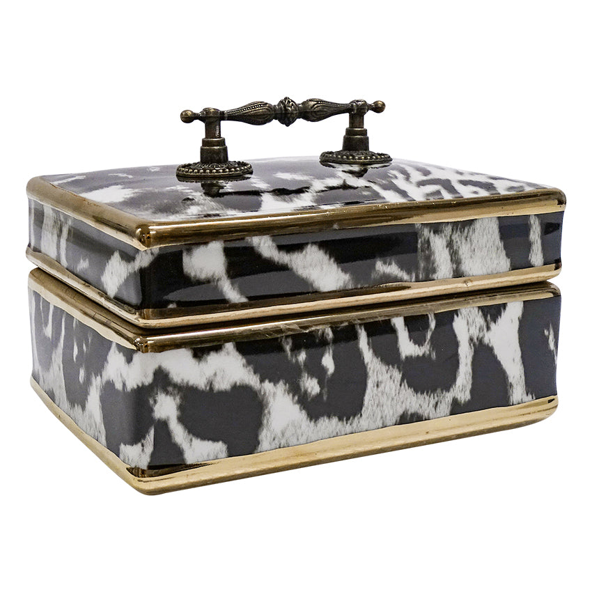 Niveus Trinket Box | Ceramic Black And White Trinket Box | Ceramic Animal Print Trinket Box | Haus Of Bazar | Sydney